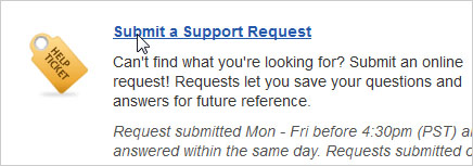 Submit a question to customer support